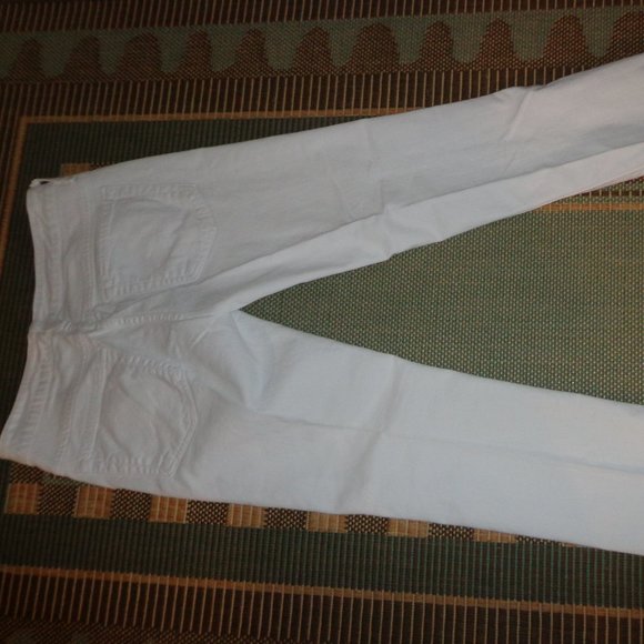 Garnet Hill Slim Stretch Jean 4P White Zip/Button Closure Straight Leg - Picture 3 of 11